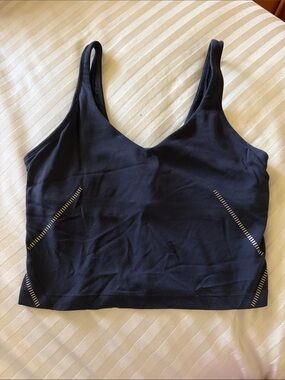 lululemon athletica Black Crop Sports Bra with Metallic Stitching